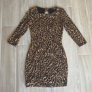 Guess leopard print dress quarter sleeve
